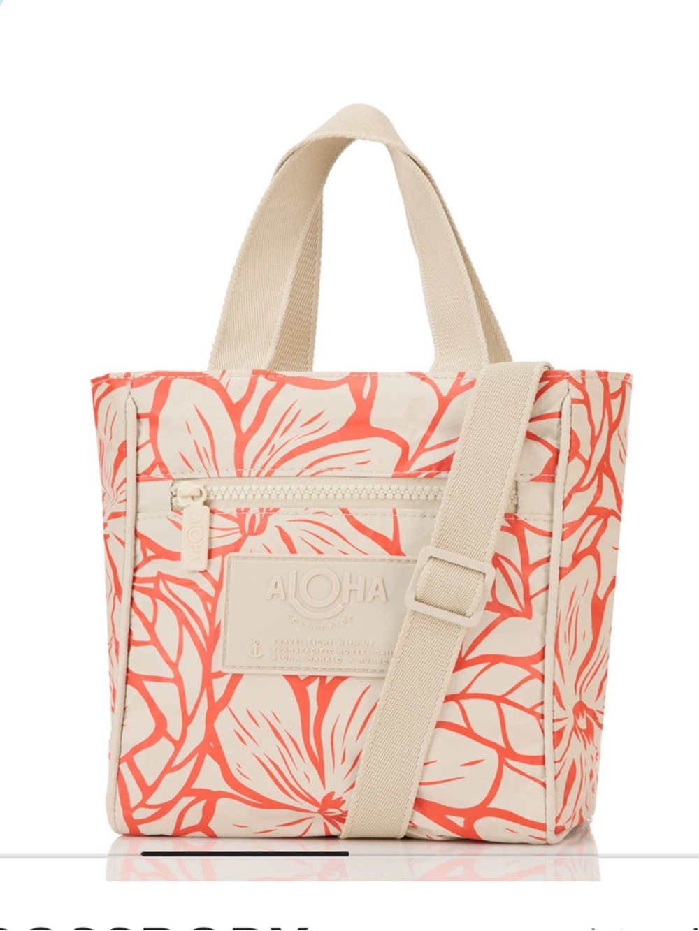 ALOHA Collection Crossbody Coral Floral Tote